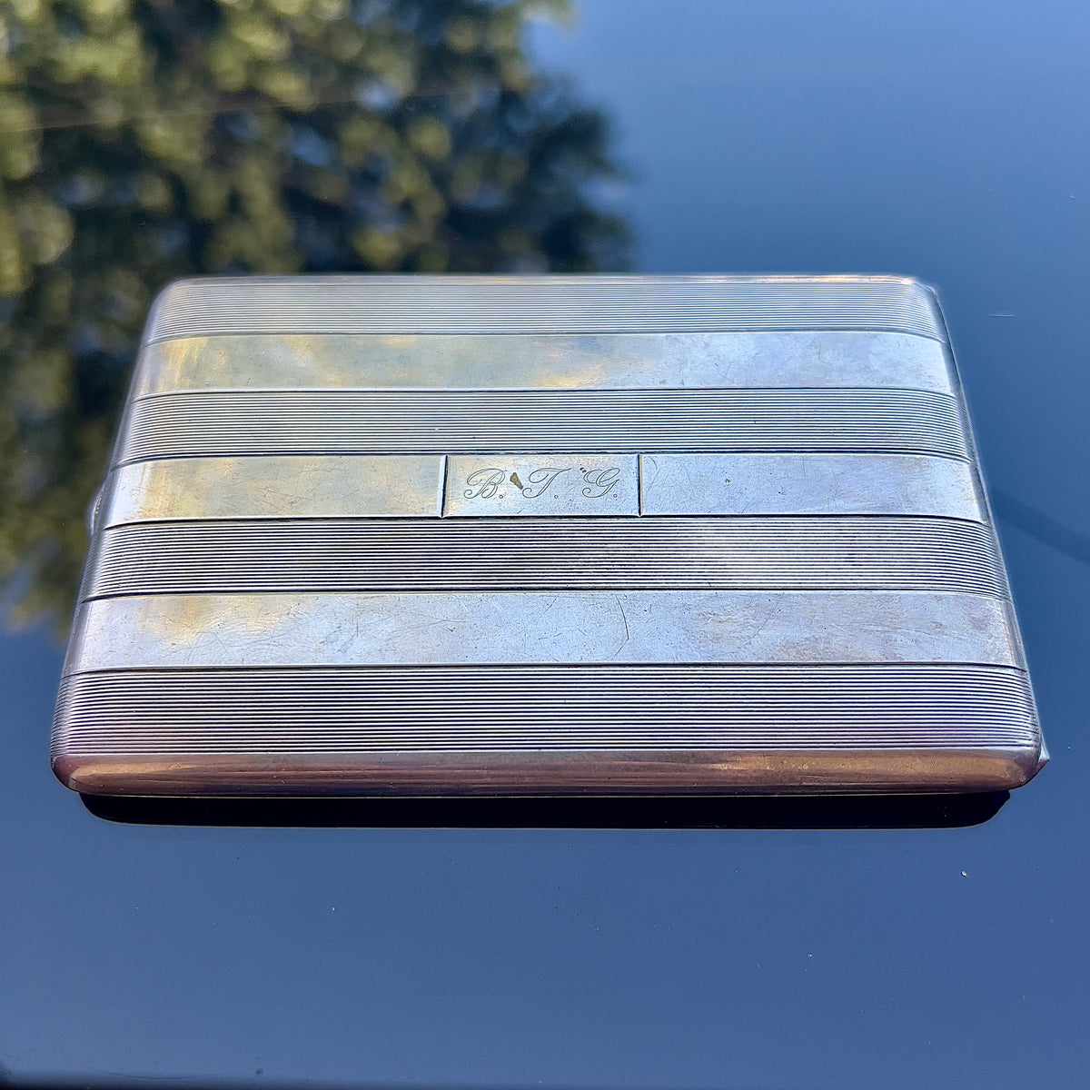napier sterling cigarette case 1950's Silver w/Goldwash /Monogram AF Sterling silver (.925) Made in America Book shape Impressed Napier Sterling Size Large Napier Sterling Silver Cigarette